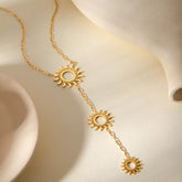 18K Gold-Plated Sun Pendant Necklace OutfitFlow
